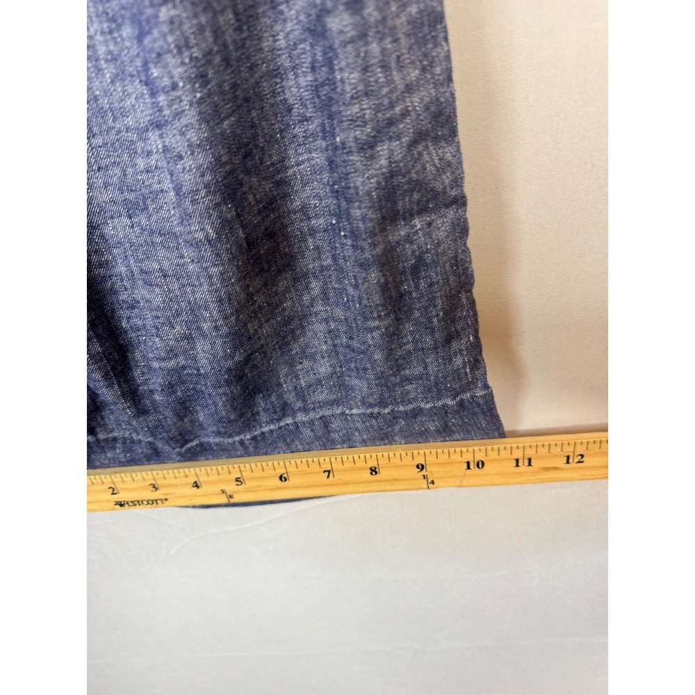 Theory Lindale Tierra Wash Linen Blend Wide Leg Crop Pants Blue Size 8 - Picture 9 of 9